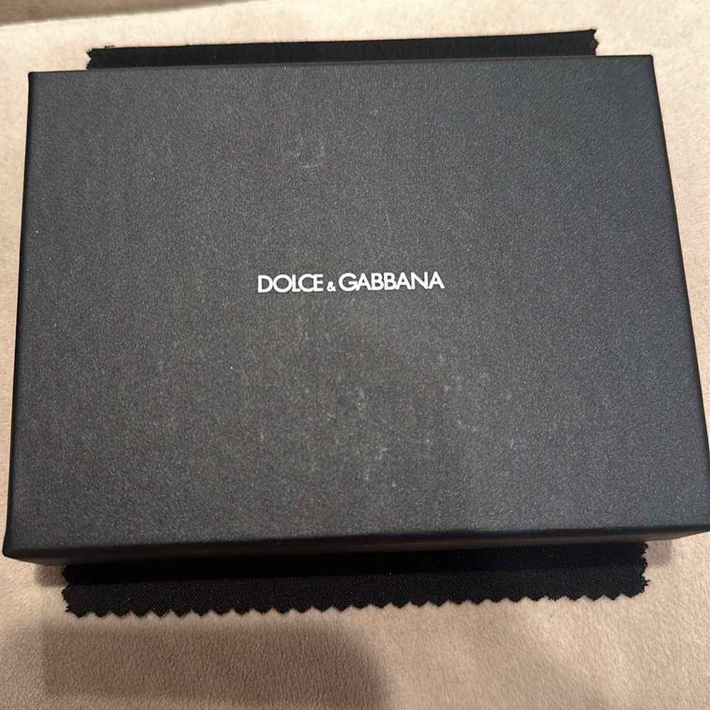 Dolce & Gabbana Leather Chain Dog Tag Necklace Silver Black - Picture 3 of 4